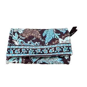 Vera Bradley Brown & Blue Floral Paisley Multi-Function Wallet